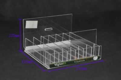 China Perpex Rack E Liquid Clear Display Acrylic Stand 210×210×125 MM With Logo Sticker for sale