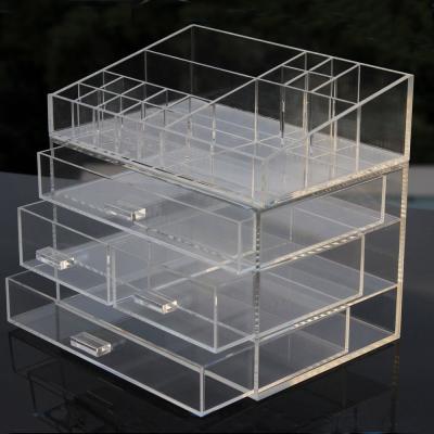 China Clear Acrylic Makeup Organizer Drawer Type Perspex Cosmetic Storage Box Plastic Makeup Box for sale