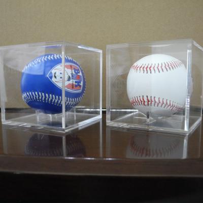 China Acrylic Clear Baseball  Display Case Single Plexiglass Cube Holder Box for Small Ball for sale