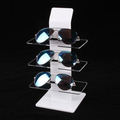 China Clear White Acrylic Eyewear Display Rack Plexiglass Sunglasses Counter Shelf Display for sale