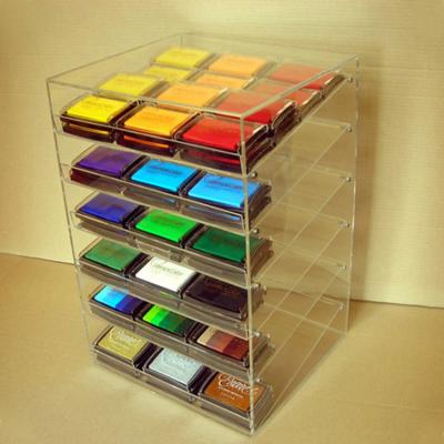 China Acrylic Slant-Front Locking Display Case With 6 Angled Shelves for Purses, Makeups for sale