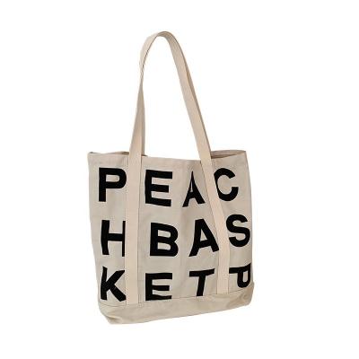 China Korean Style Statistical Large Capacity Letter Canvas Shoulder Bag Recyclable Shopping Bag Female Student Tote Bag for sale