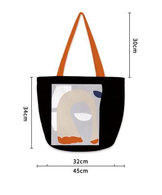 China Original Recyclable Patchwork Pattern Lady Student Customizable One-Shoulder Tote Canvas Bag for sale