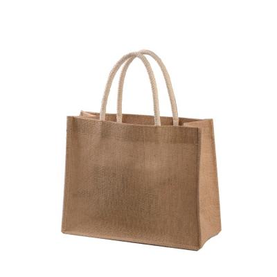 China Recyclable New Trend 2022 Simple Women Bag Art Tote Yellow Jute Bag Versatile Can Be Customized Logo for sale