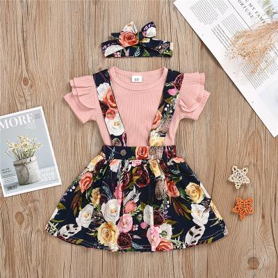 China Breathable Hot Sale Kids Summer Casual Clothing Sets Floral Pattern 2pcs Baby Clothes Sets for sale