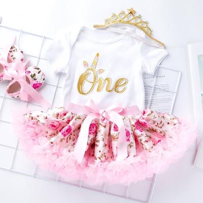 China Wholesale Breathable Girls Clothing Babies Skirts Clothing 4pcs Outfits Baby Birthday Clothes Sets Newborn Baby Birthday Outfits for sale