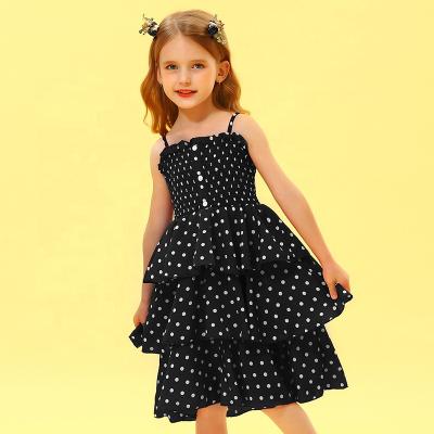 China Summer Breathable Girls Dress Babies Casual Polka Dot Print Suspender Dress Cotton Sleeveless Dress for sale