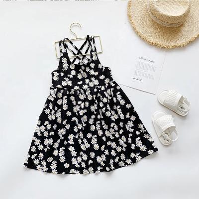 China 2021 Children Girls Summer Breathable Chiffon Dress Children Little Princess Dress Daisy Girl Dress Floral Sling for sale