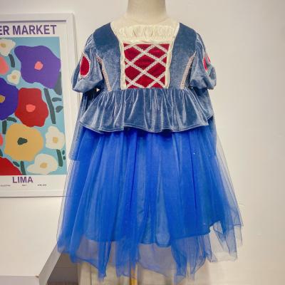 China Korean Princess Knight Princess Elsa Dress 2021 Breathable Velvet Embroidery Love Star Mesh Dress for sale