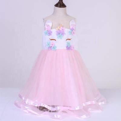 China 2021 Kid's Breathable Skirt Holiday Princess Cat Dress Girls Lace Girls Dress Unicorn Children's Clothes for sale