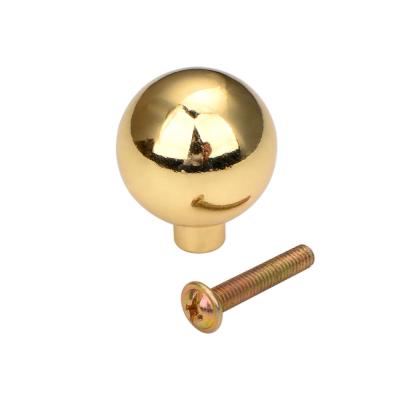 China Gold Minimalist Cabinet Round Knob Handles for Small Cabinet Drawer Kitchen Hardware Pulls Solid Brass Dresser Knobs for sale