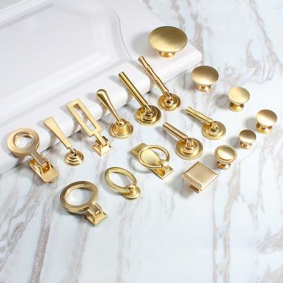 China Contemporary Furniture Knobs Handle Drawer Wardrobe Door Gold Handles Bookcase Dresser Pulls Small Single Cabinet Single Hole Handle for sale