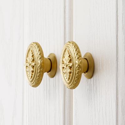 China Contemporary Round Brass Cabinet Knobs And Handles Kitchen Dresser Drawer Cupboard Handles Drawer Pulls Knobs Furniture Copper Hardware for sale