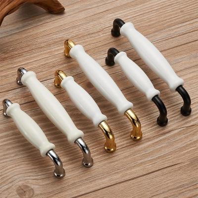 China Modern Modern Ceramic Kitchen Handles Table Wardrobe Zinc Alloy Rural Drawer Pulls Dresser Knobs Furniture Hardware for sale