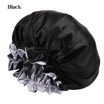 China Large Breathable Fanni Double Layer Satin Bonnet Sleep Hood Reversible Sleep Hair Hood for sale