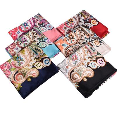 China Multifunctional Luxury Satin 35inches Hair Scarf Bandana Silk Feeling Scarf For Women for sale