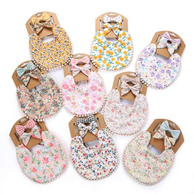 China Doting Bandana Cotton Boho Bibs with Baby Imperial Washable Floral with Nylon Headband Set for sale