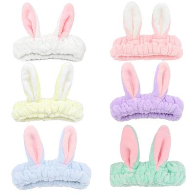 China Wholesale Bulk Comfortable Animal Ear Spa Rabbit Fanni Makeup Elastic Hair Bands Washing Face Headband for sale