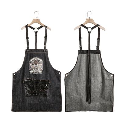 China New Denim Cloth Apron Adult Hairdressing Coffee Care Cloth Hair Oiling Dyeing Tools W128 for sale