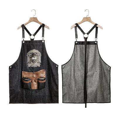 China Wholesale W137 Fabric Dyeing Retro Denim Hair Cutting Apron Hair Salon Electric Universal Workwear Hair for sale