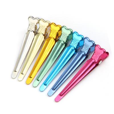 China Colorful European And American Style Salon Hair Designer Transparent Aluminum Hair Styling Setting Clips for sale