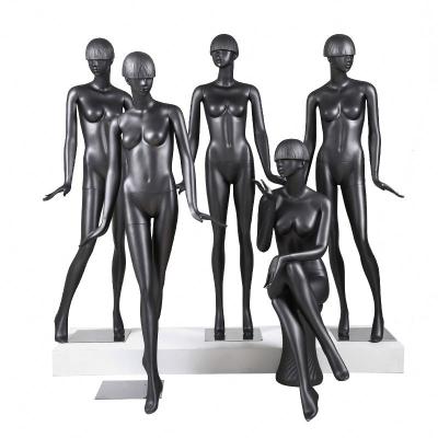 China Other Hot Sale Mushroom Head Elegant Black Fiberglass Sitting Female Mannequin Full Body White Standing Mannequin for sale