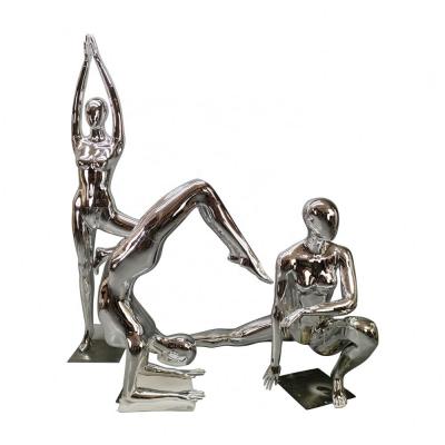 China Other Full Body Abstract Fiberglass Yoga Sports Mannequin Female Women Bend Leg Sport Muscle Torso Display Mannequin Electroplating for sale