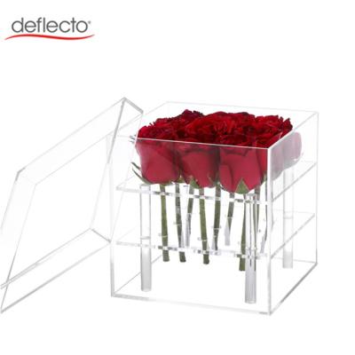 China Custom Acrylic Countertop Display Case , Acrylic Rose Flower Box With Cover for sale