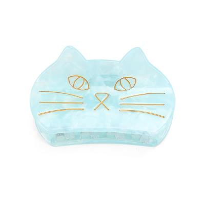 China Eco-Friendly/Recyclable/Fancy Korean Style Girls Hair Accessories Shape Cat Shaped Hair Claws Animal Acrylic Hair Claw Clips for sale