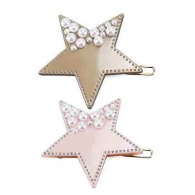 China /Recyclable/Fancy Eco-Friendly Luxury Rhinestone Imitation Pearl Hair Jewelry Star Hair Clips For Girls Fashion Hairpin Accessories for sale