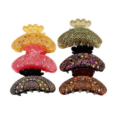 China Eco-Friendly/Recyclable/Fancy Buena Hair Jewelry For Women Luxury Full Rhinestone Glitter Hair Claw Cut Acrylic Hair Clamps for sale