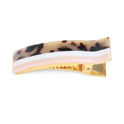 China Salon Gold Rectangle Acetate Hair Clip Simple Eco-Friendly/Recyclable/Fancy Hair Clip Women Mix Color Tortoiseshell Hair Clip for sale