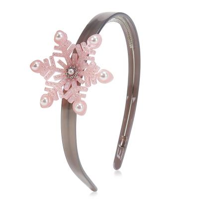 China Eco-Friendly Christmas Perfect Headbands Women Gift Handmade Acetate Headbands With Pearl Snowflake Christmas Headband for sale