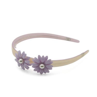 China Eco-Friendly/Recyclable/Fancy Two Headband Pearl Inlay Flower Candy Bangs Hair Band Cool Daisy Hairband Accessories for sale