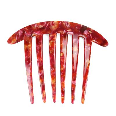 China Eco-Friendly/Recyclable/Fancy 2020 Fashion Acetate Cellulose Comb Decorative Wide Tooth Paint Non Slip Ponytail Fork Comb for sale