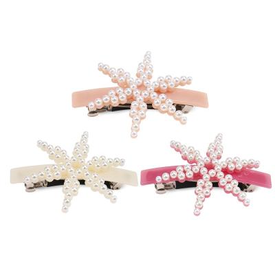 China Fancy 2021 New Style Pearl Hair Clip Hair Clip Artificial Hair Eco-friendly/Recyclable/New Style Pins Hot Sale Barrette Clip Women Girls Drip Bangs Hair Clip for sale