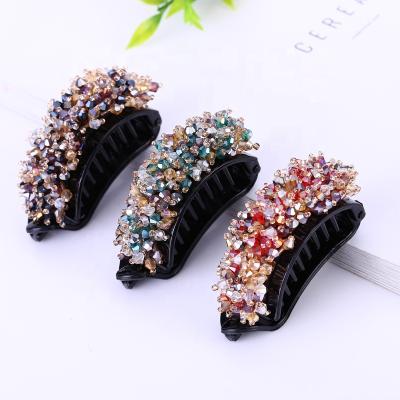 China New Fashion Eco-friendly/Recyclable Bridal Hair Accessories Plastics Hair Clip With Crystal Rhinestone Banana Hair Clip for sale