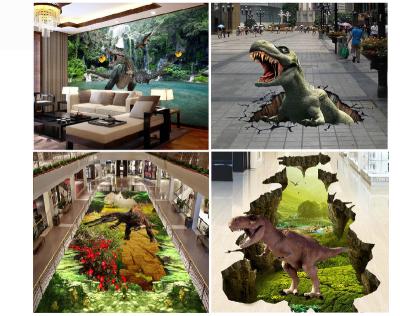 China 3D Tiles Glazed Metallic Ceramic Tiles 60x60 Glazed Porcelain Tile Vitrified Tile Forest Dinosaur Design Outdoor Indoor Decor Polished for sale