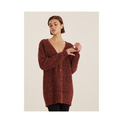 China New Listing New Listing Collarless Women Autumn Solid Soft Breathable Regular Crochet Cardigan Women Long Sweater Coat for sale