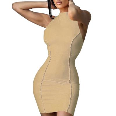 China 2021 Popular Women's Sleeveless Basic Female Pure Bandage Equipment Solid Anti-Static Clubwear Mini Dress Mesh Bodycon Party Dresses for sale