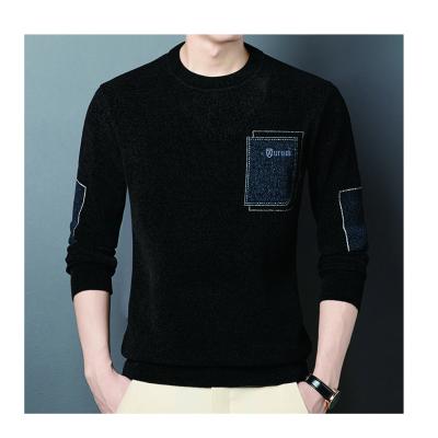 China Hot Selling Anti-wrinkle Jacquard Knit Heavy Mens Knit Patchwork Sweater, Factory Plus Size Slim Mens Customized Sweater for sale