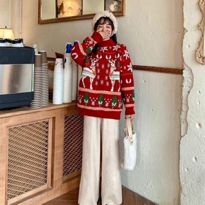 China Other OEM/Odm New Winter Jacquard Knitted Pullover Christmas Sweater Unisex Women Loose Custom Made Wholesale for sale