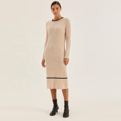 China 2021 Wholesale Breathable Solid Color Explosive Knitted Elegant Dress Sweater Ladies Long Sleeve Jumpsuit Skirt for sale