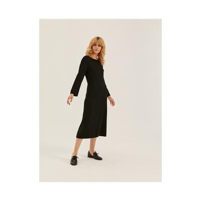 China Factory Supply Breathable Solid Casual O-Neck Sweater Dress Women Long Soft Breathable Clothing for sale