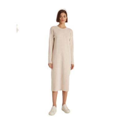 China Direct Selling Breathable Knitted Long V-Neck Casual Breathable Comfortable Sweater Maxi Dress for sale