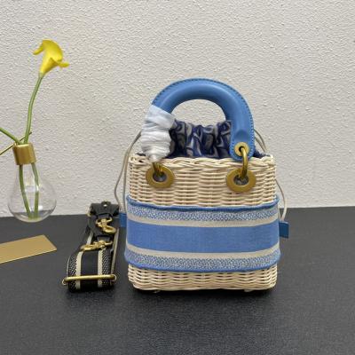 China Other 2022 New bamboo woven bag Messenger Summer Beach tote bag Fashion Trendy Designer handmade Weave a basket bag Shoulder for Women for sale