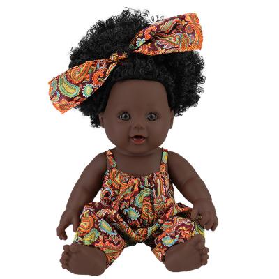 China Handmade Silicone Baby Girls Dolls Toys Changeable Clothes African Cute Black Dressing Dolls For Children for sale