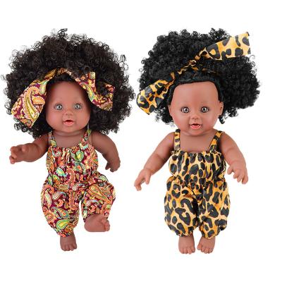 China Newest 2019 Changeable Clothing Leopard Dress 12 Inch Realistic Toy Baby Black Dolls African American Doll For Kids Holiday And Birthday Gift for sale