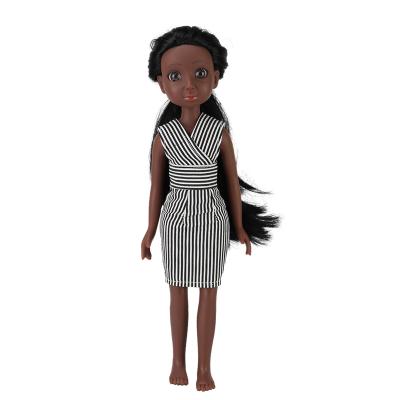 China Changeable Clothing 13 Inch Black Skin Vinyl Realistic Beautiful African American Pretty Girl Wig Doll for sale