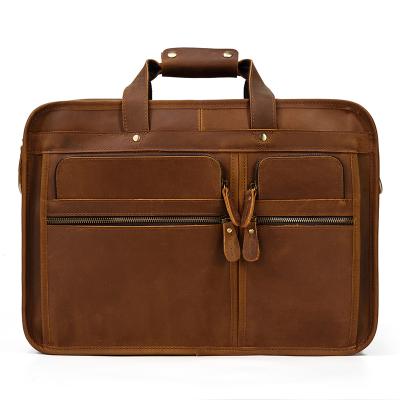 China Luufan GENUINE LEATHER Men Scare OEM Genuine Leather Men's Business Bag Briefcase For 17